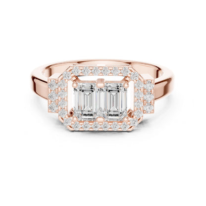 Emerald Lab Grown Diamond Halo Engagement Ring