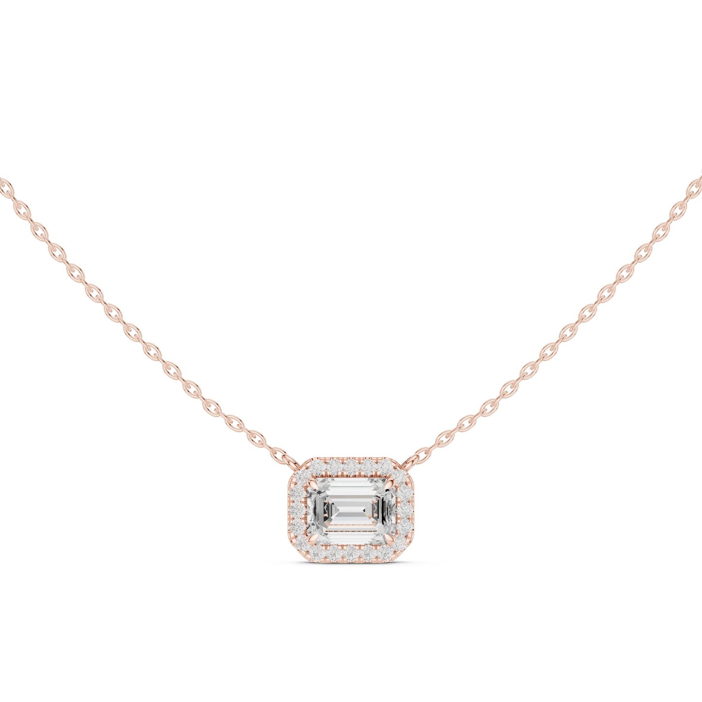 Emerald Lab Grown Diamond Halo Pendant