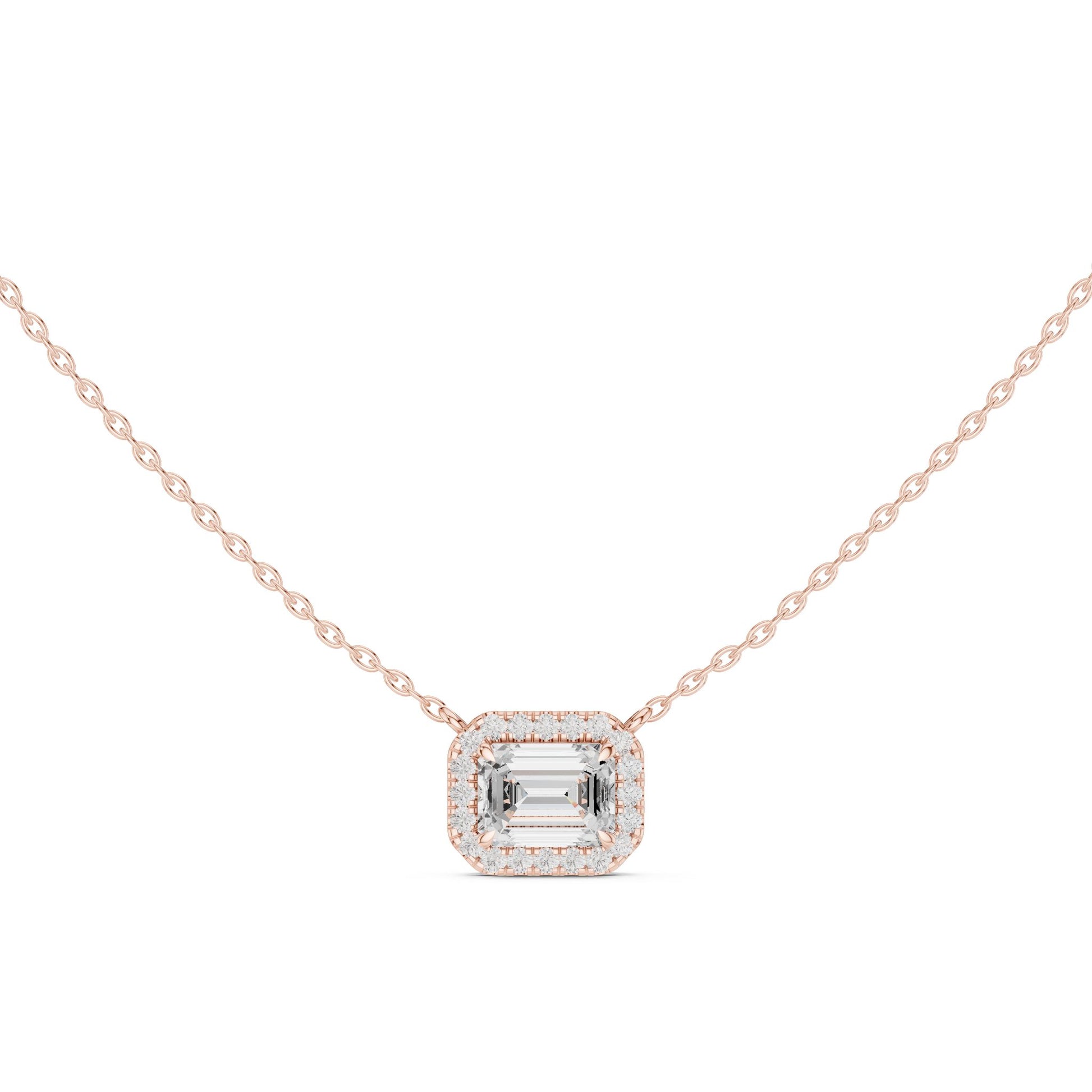 Emerald Lab Grown Diamond Halo Pendant