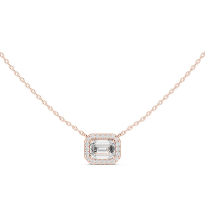 Emerald Lab Grown Diamond Halo Pendant