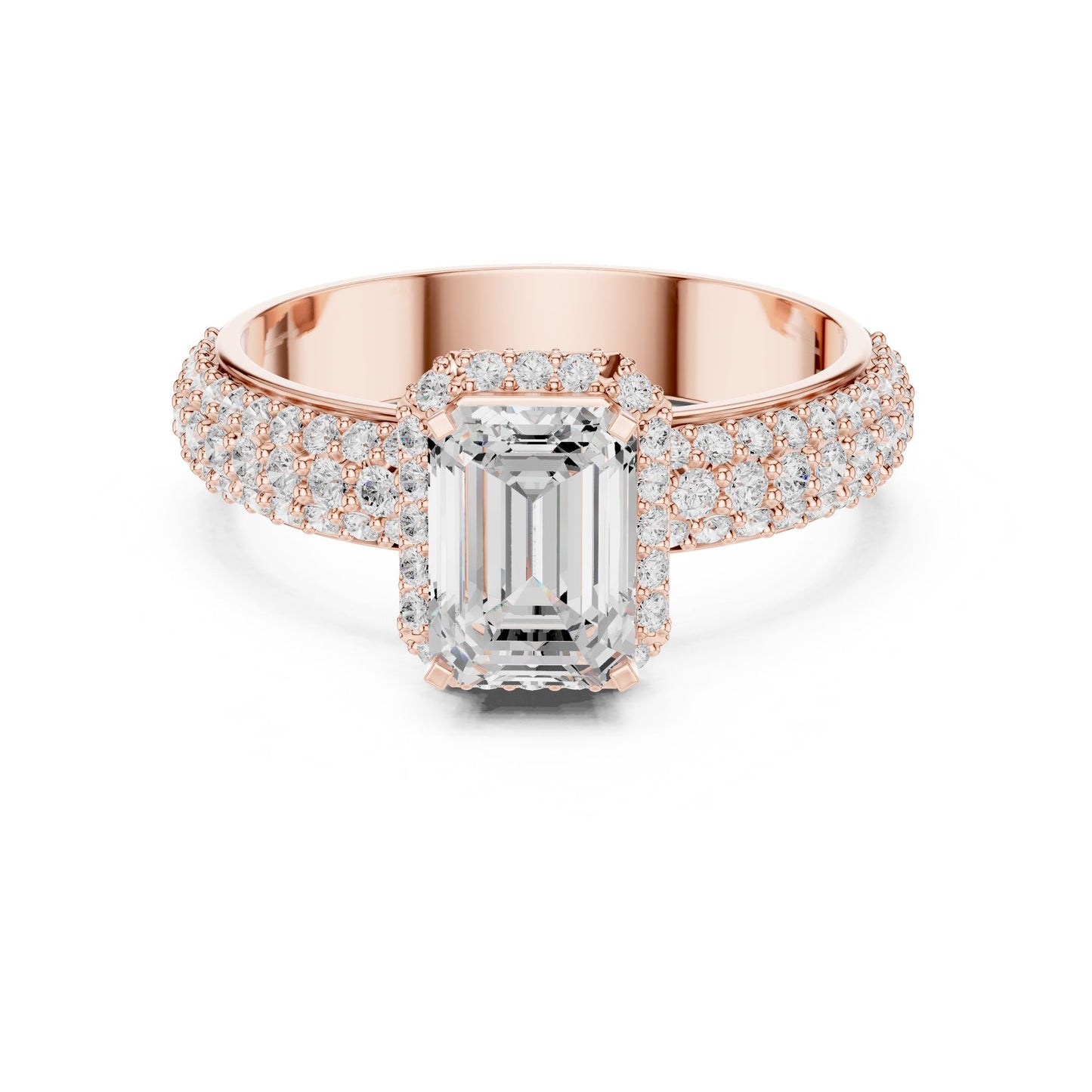 Emerald Lab Grown Diamond Halo Engagement Ring