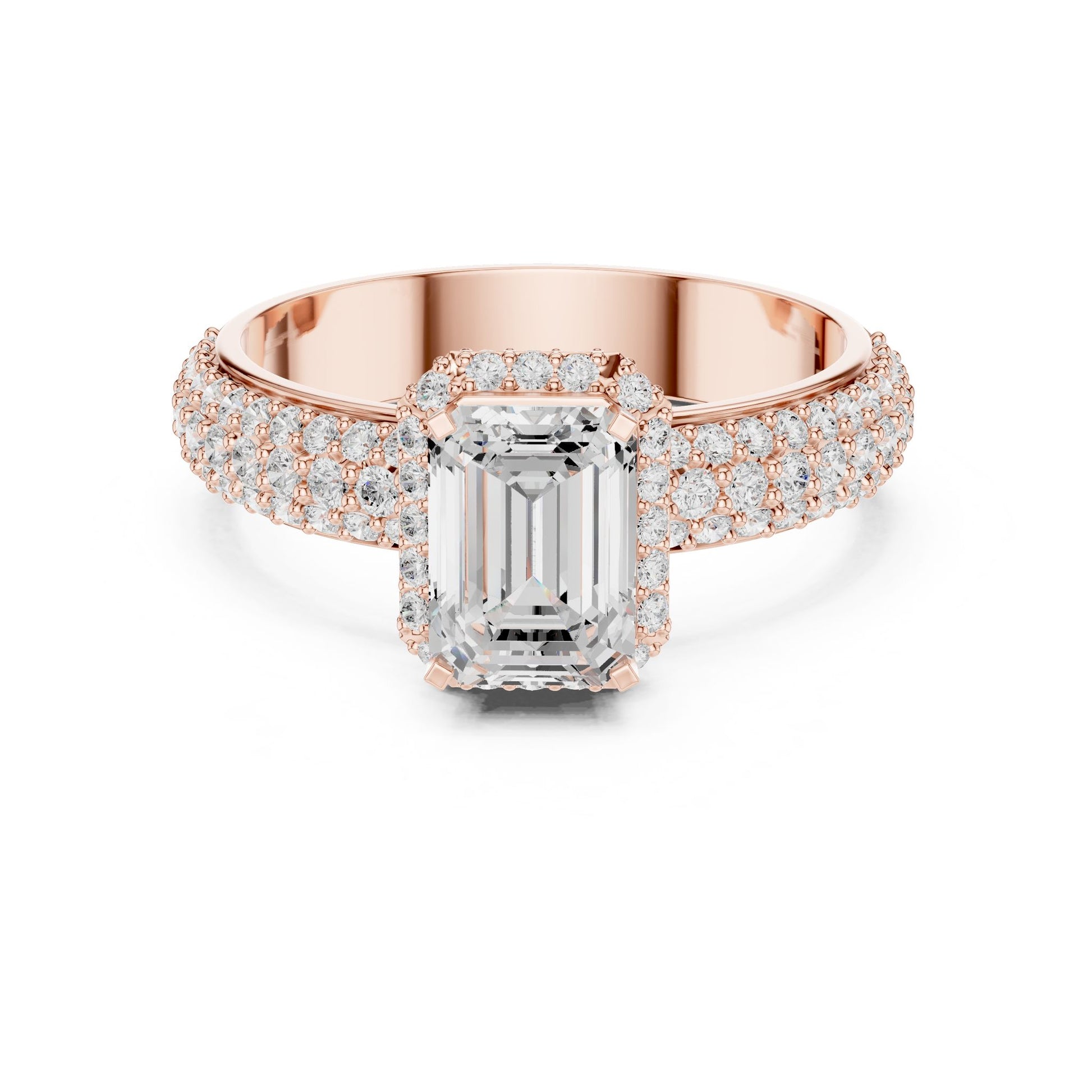 Emerald Lab Grown Diamond Halo Engagement Ring