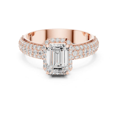Emerald Lab Grown Diamond Halo Engagement Ring