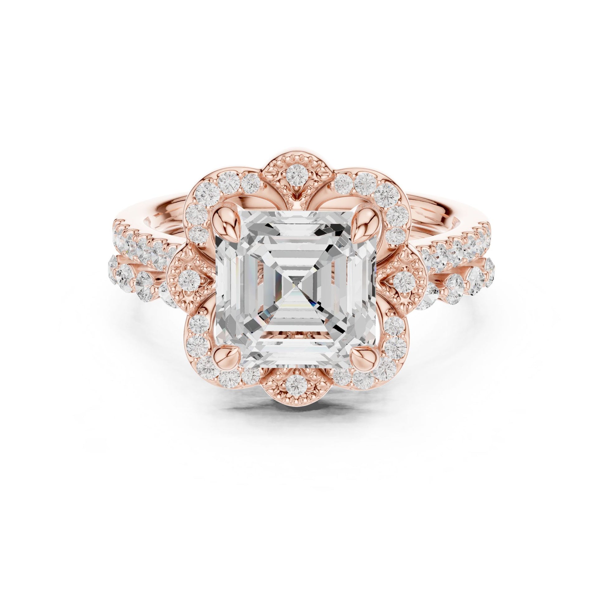 Emerald Lab Grown Diamond Halo Engagement Ring