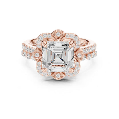 Emerald Lab Grown Diamond Halo Engagement Ring