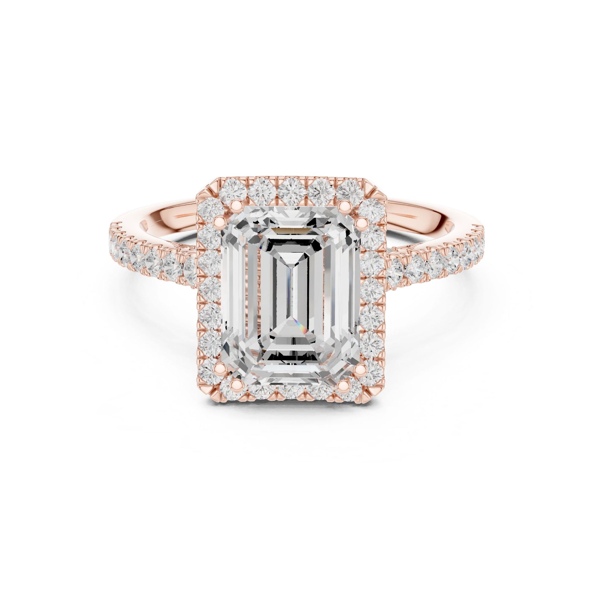 Emerald Lab Grown Diamond Halo Engagement Ring