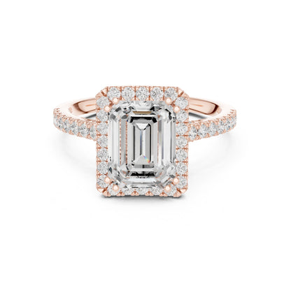 Emerald Lab Grown Diamond Halo Engagement Ring