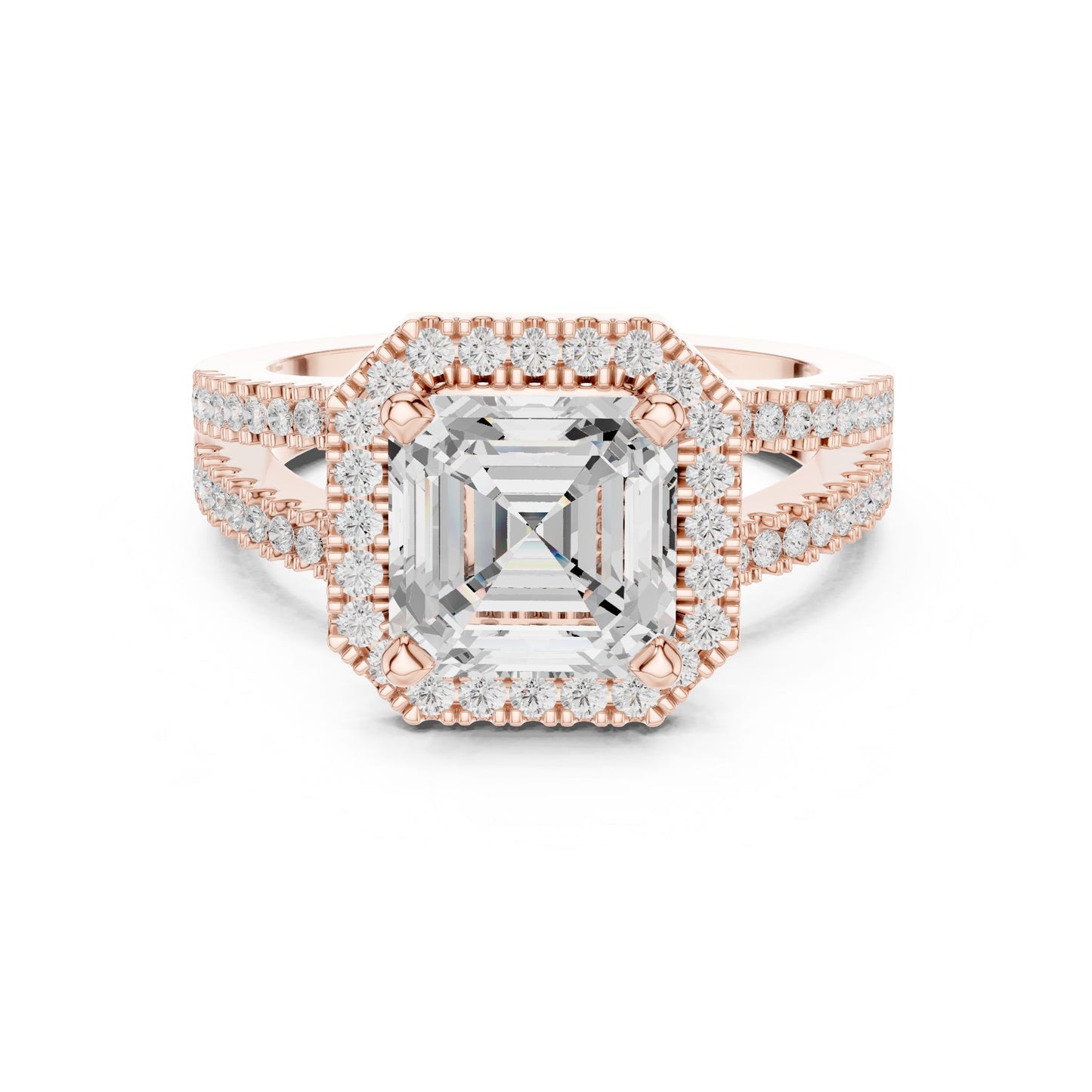 Emerald Lab Grown Diamond Halo Engagement Ring