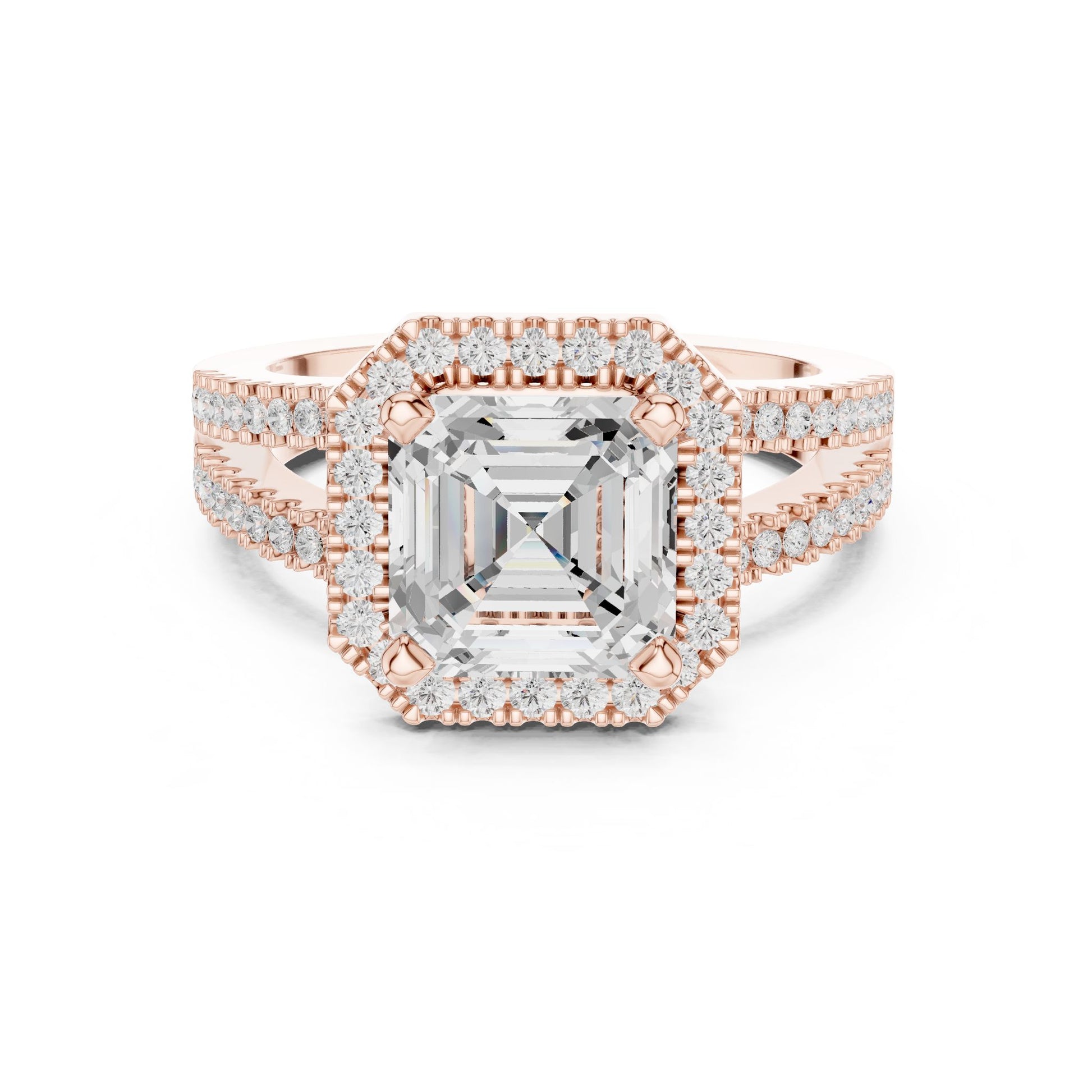 Emerald Lab Grown Diamond Halo Engagement Ring