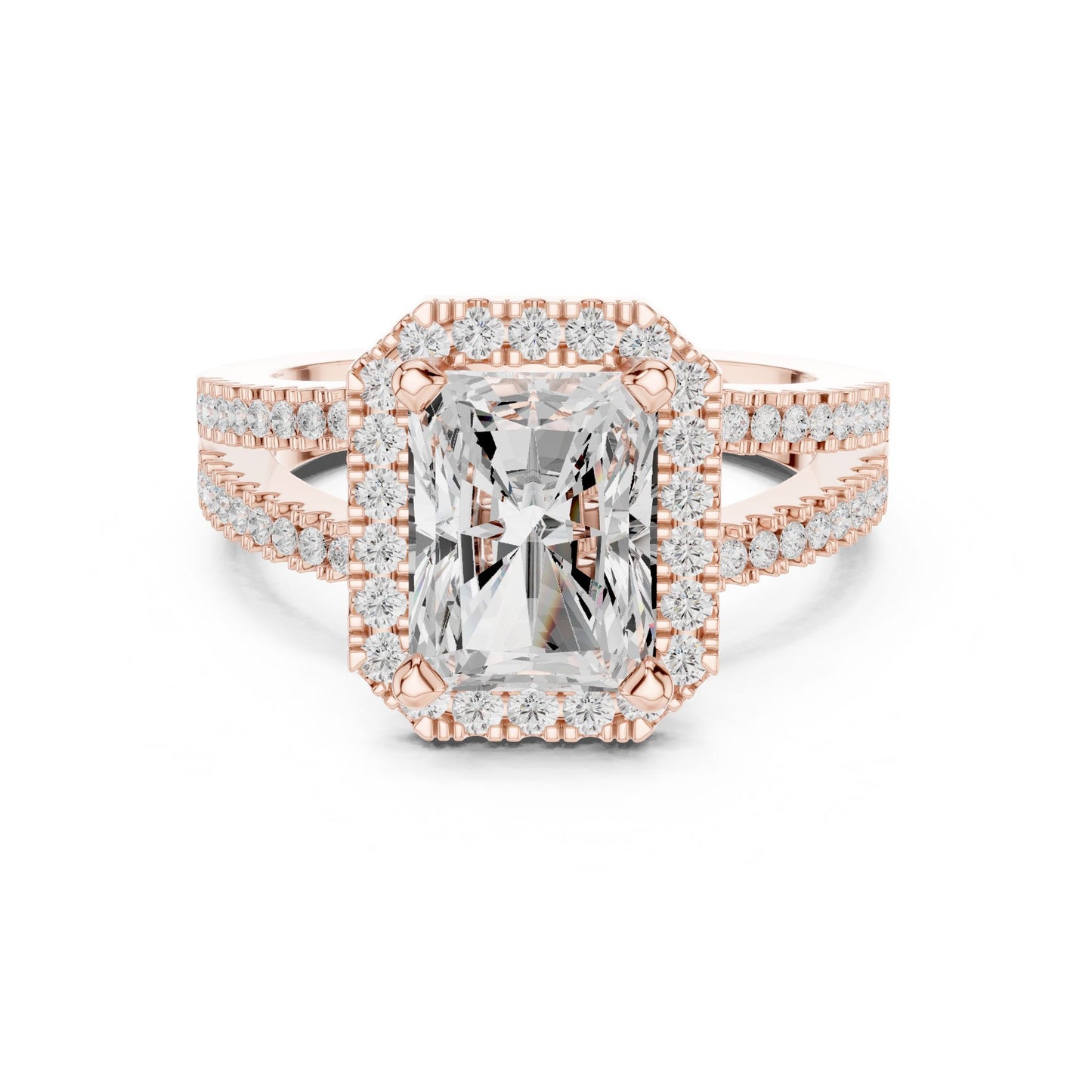 Emerald Lab Grown Diamond Halo Engagement Ring