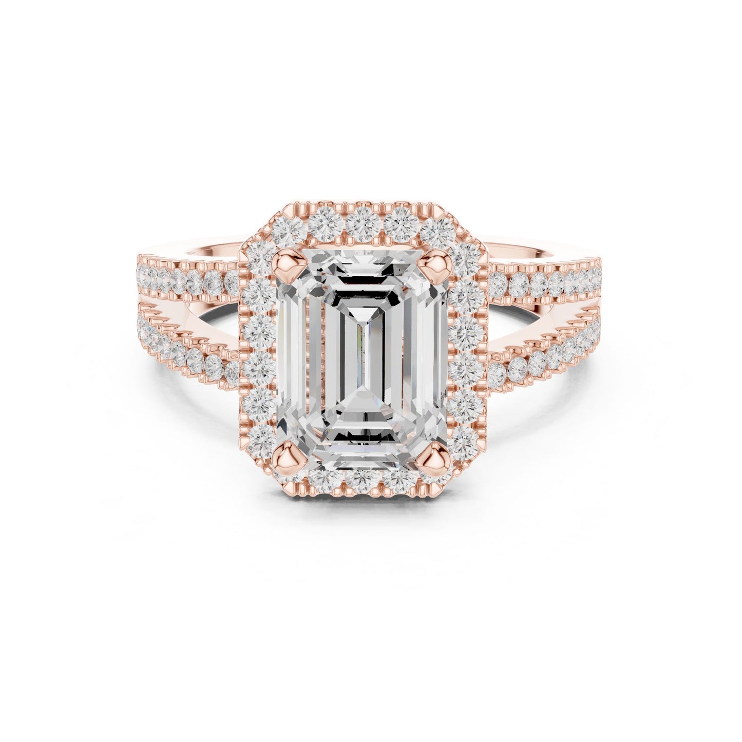 Emerald Lab Grown Diamond Halo Engagement Ring