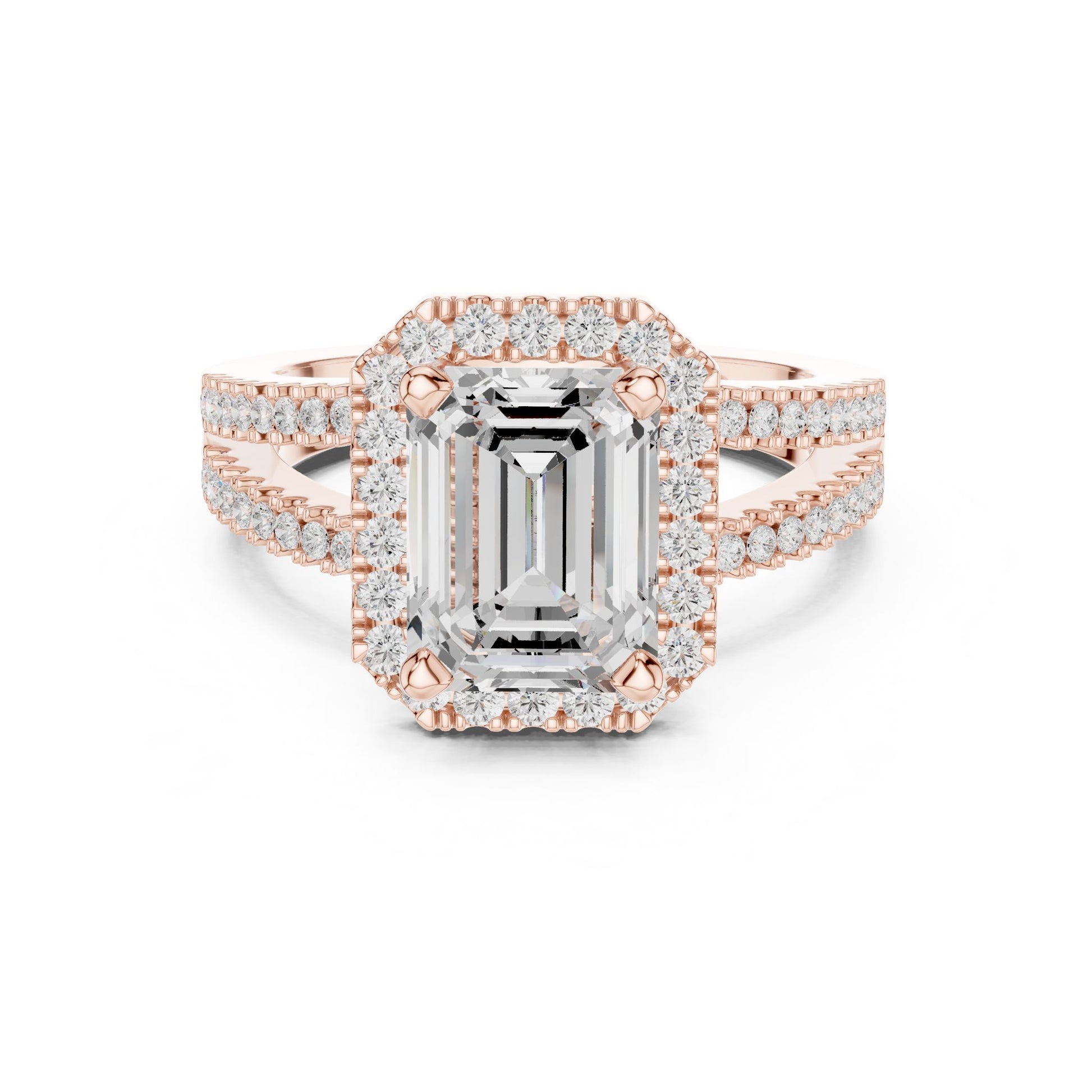 Emerald Lab Grown Diamond Halo Engagement Ring