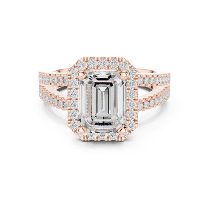 Emerald Lab Grown Diamond Halo Engagement Ring