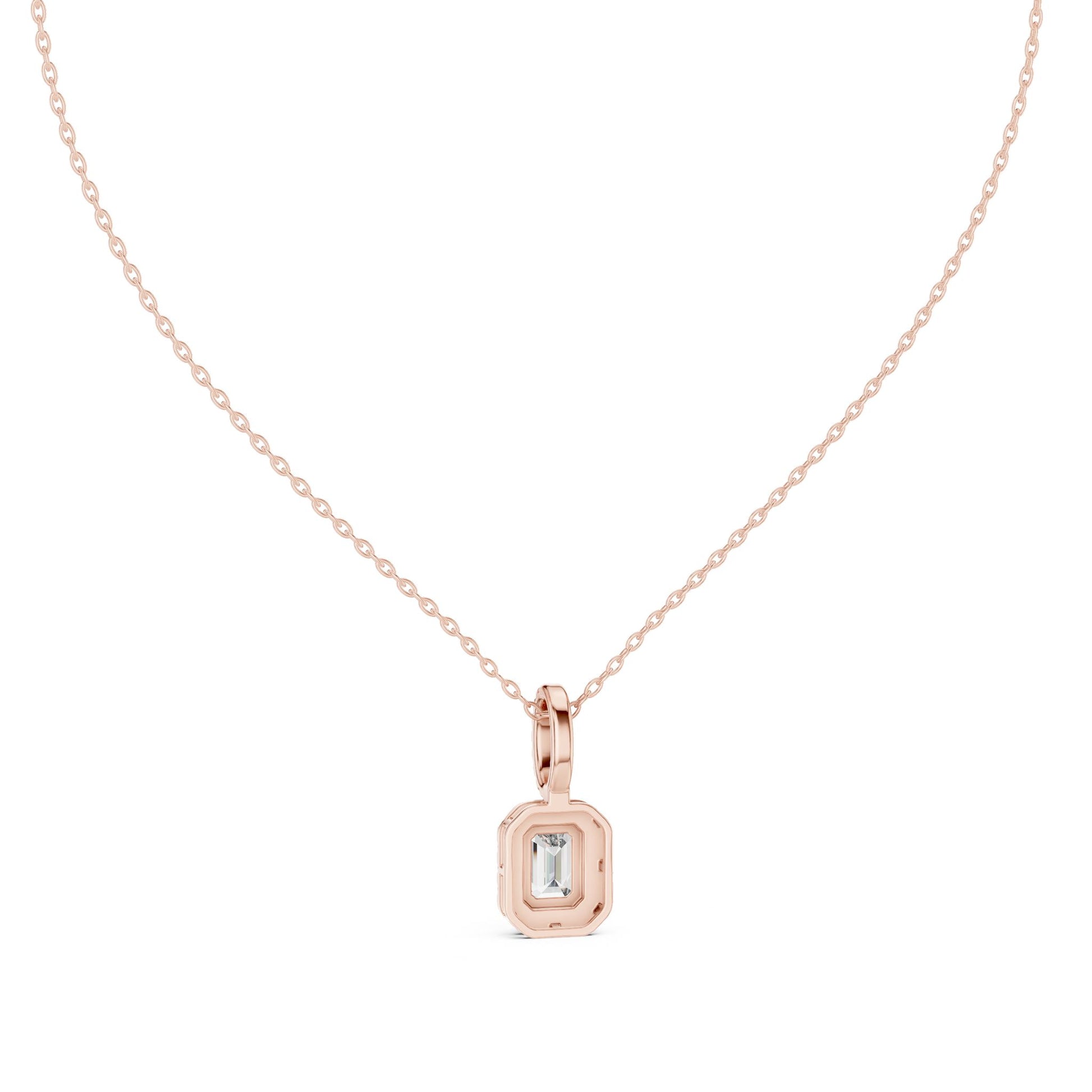 Emerald Lab Grown Diamond Halo Pendant