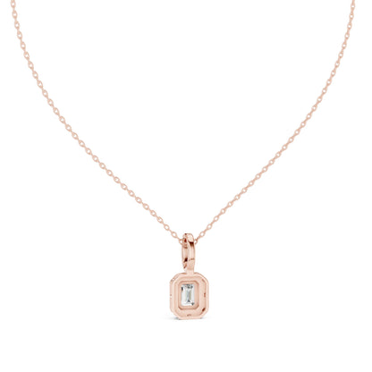 Emerald Lab Grown Diamond Halo Pendant