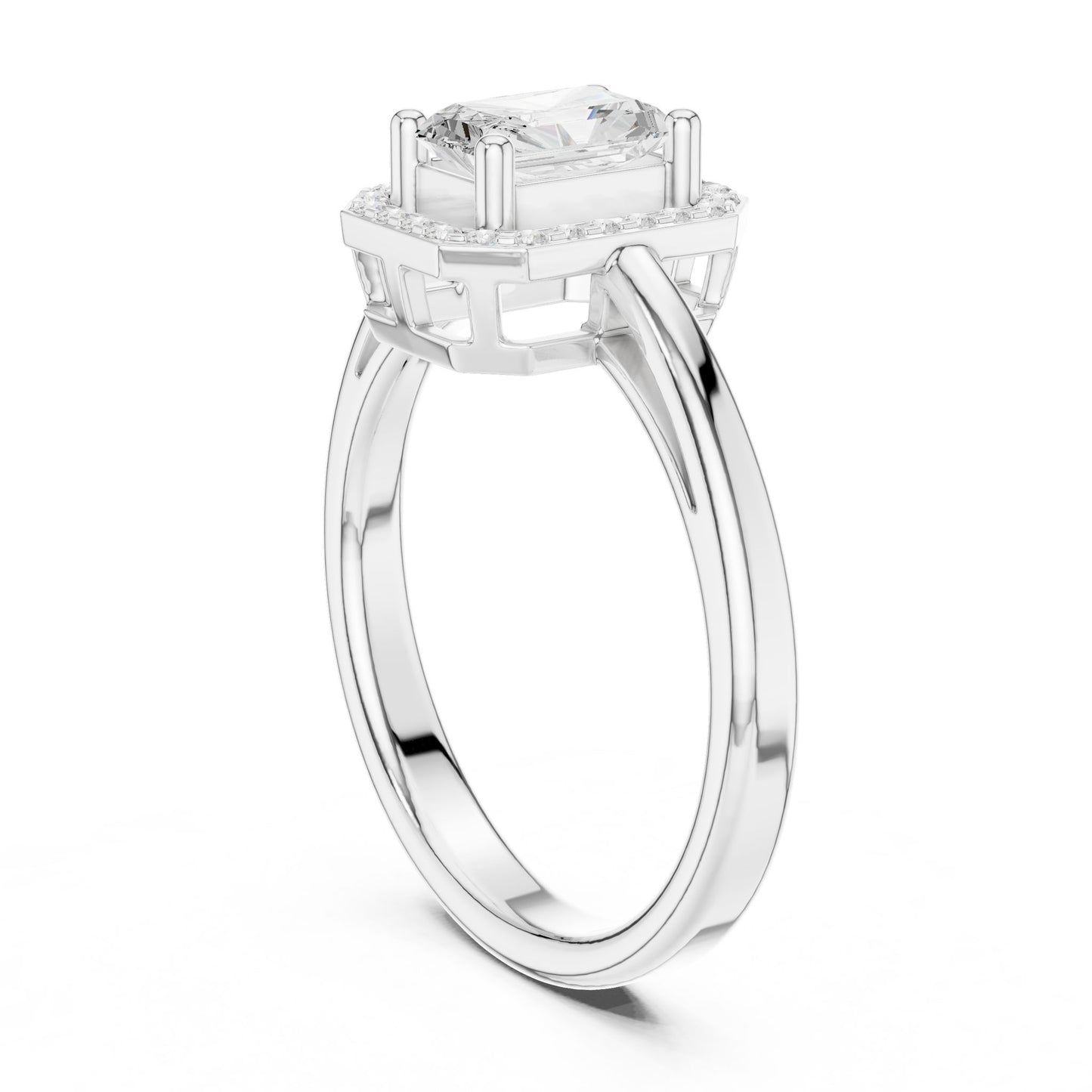 Emerald Lab Grown Diamond Halo Engagement Ring