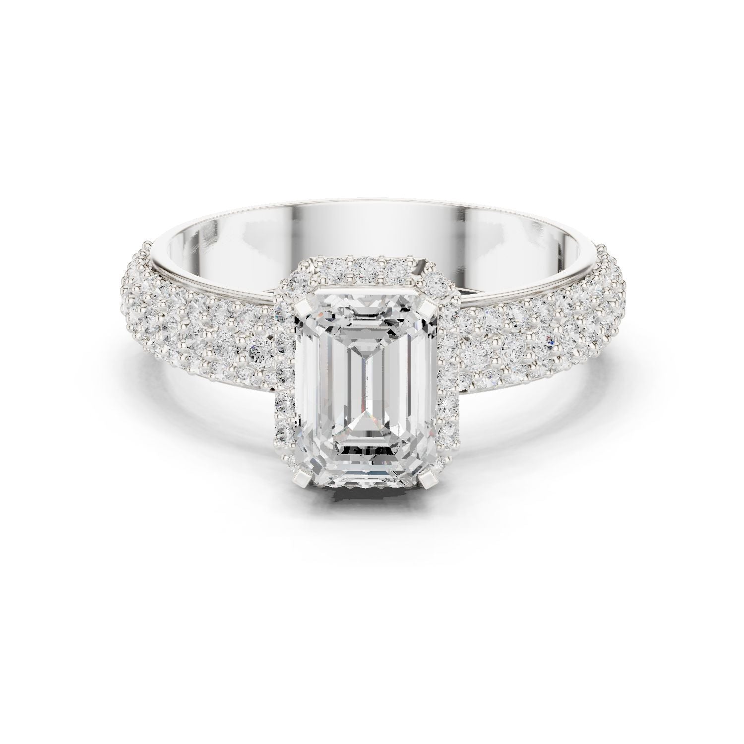 Emerald Lab Grown Diamond Halo Engagement Ring