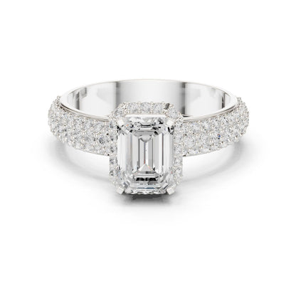 Emerald Lab Grown Diamond Halo Engagement Ring