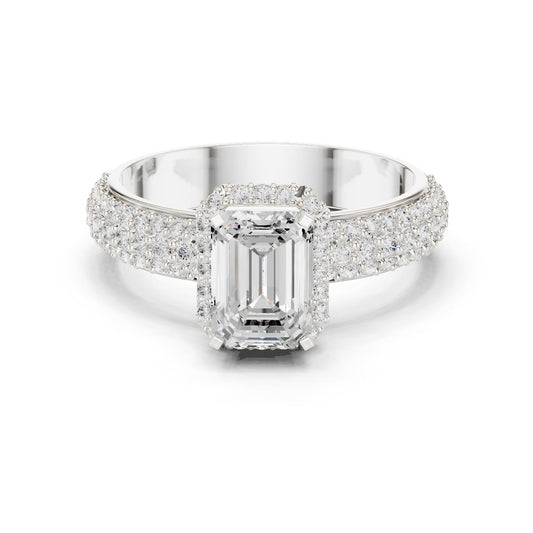 Emerald Lab Grown Diamond Halo Engagement Ring