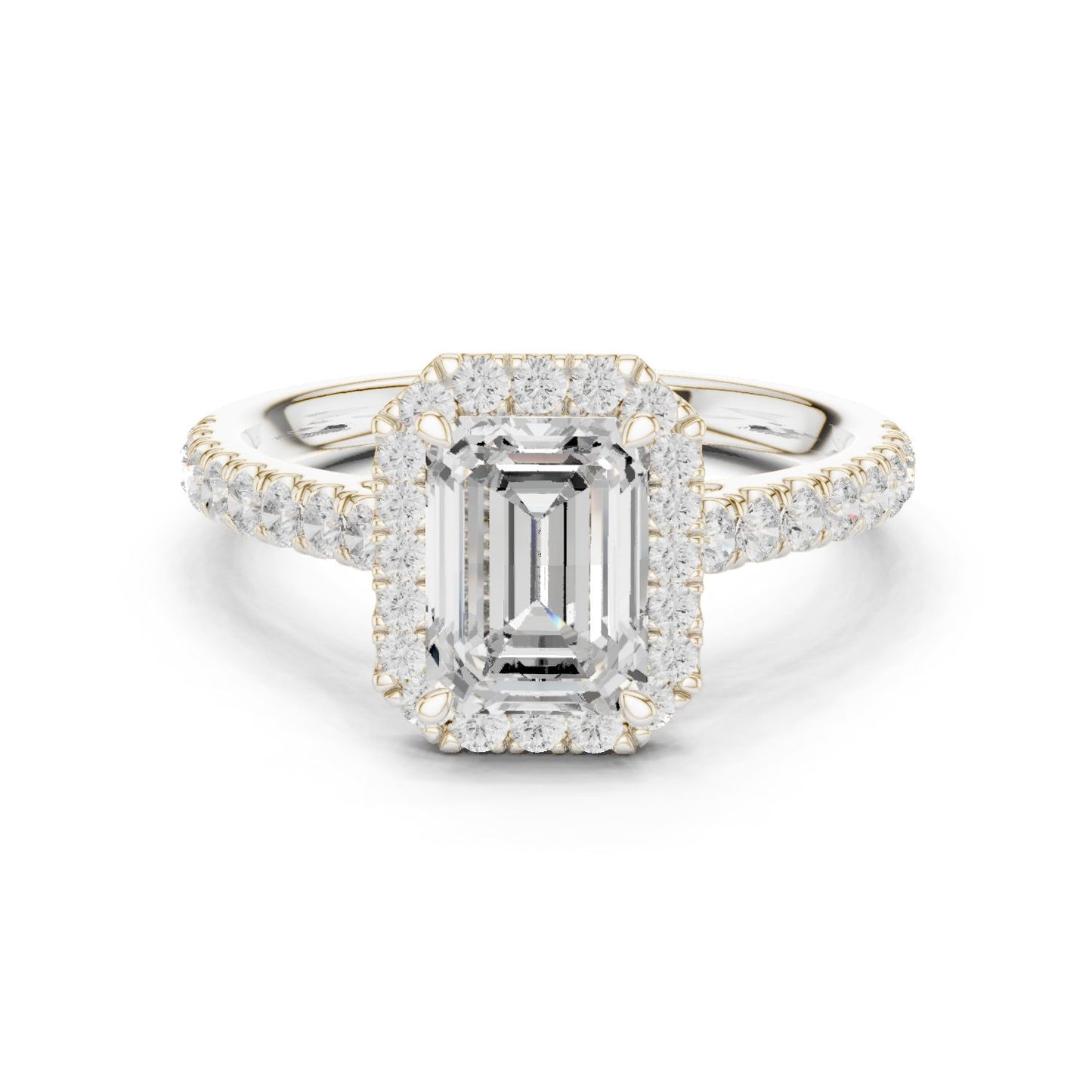 Emerald Lab Grown Diamond Halo Engagement Ring