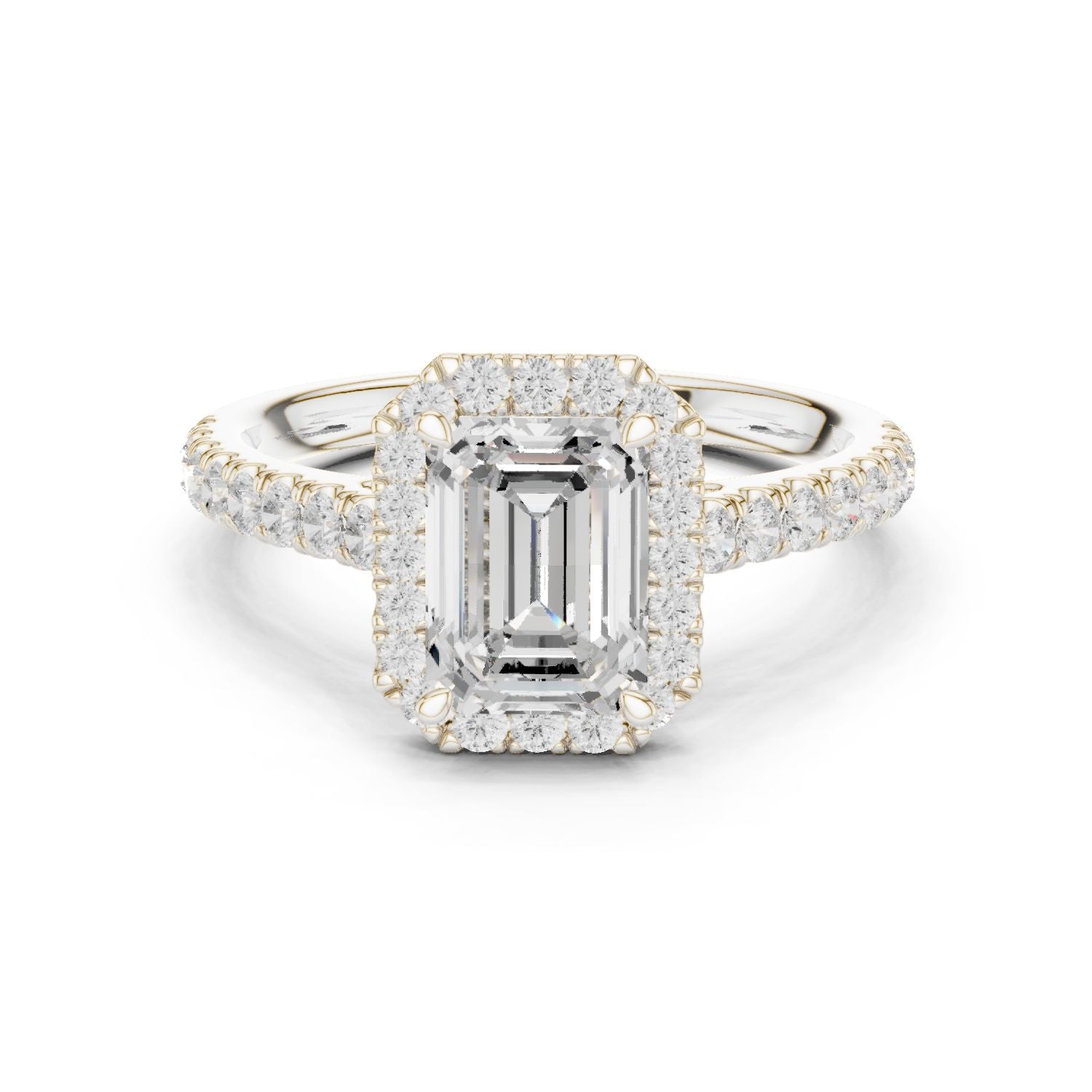 Emerald Lab Grown Diamond Halo Engagement Ring