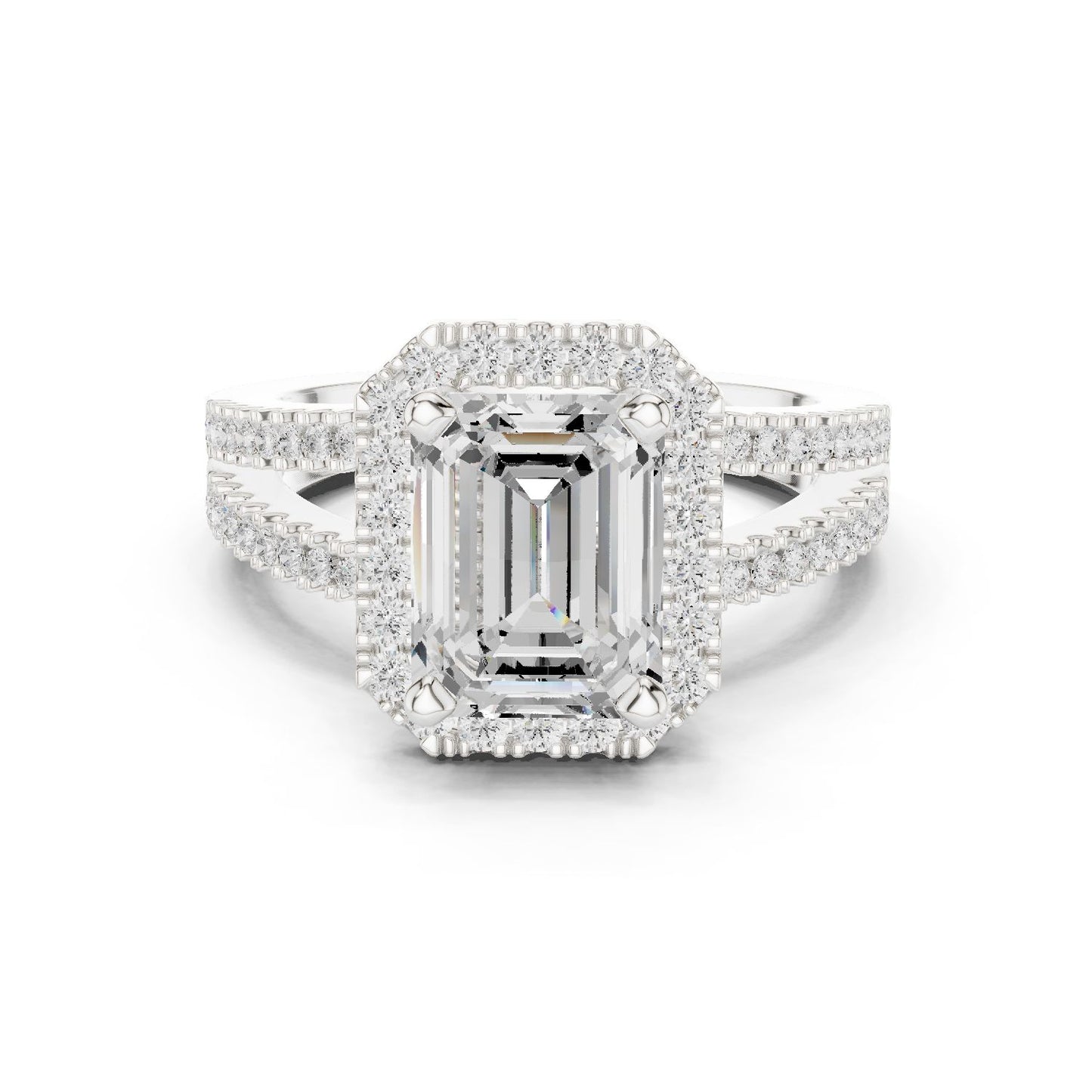 Emerald Lab Grown Diamond Halo Engagement Ring