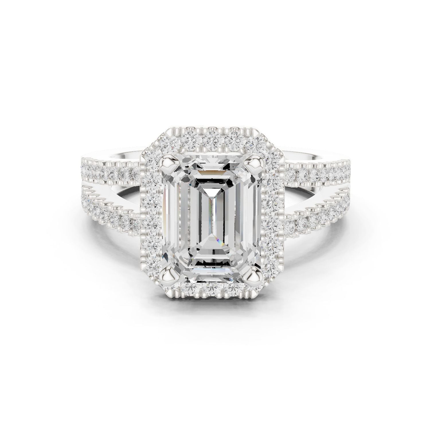 Emerald Lab Grown Diamond Halo Engagement Ring
