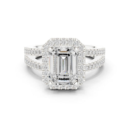 Emerald Lab Grown Diamond Halo Engagement Ring