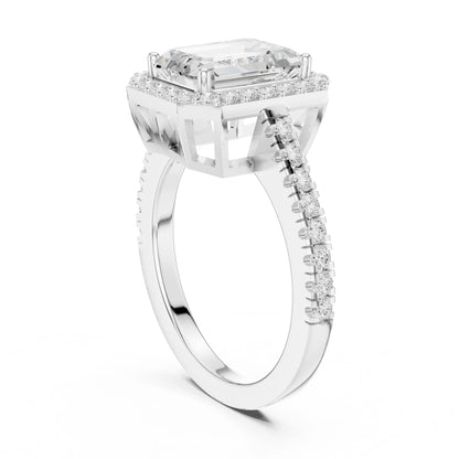Emerald Lab Grown Diamond Halo Engagement Ring