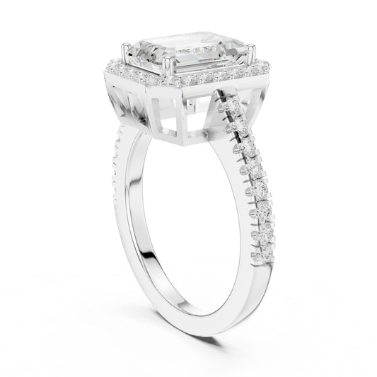 Emerald Lab Grown Diamond Halo Engagement Ring