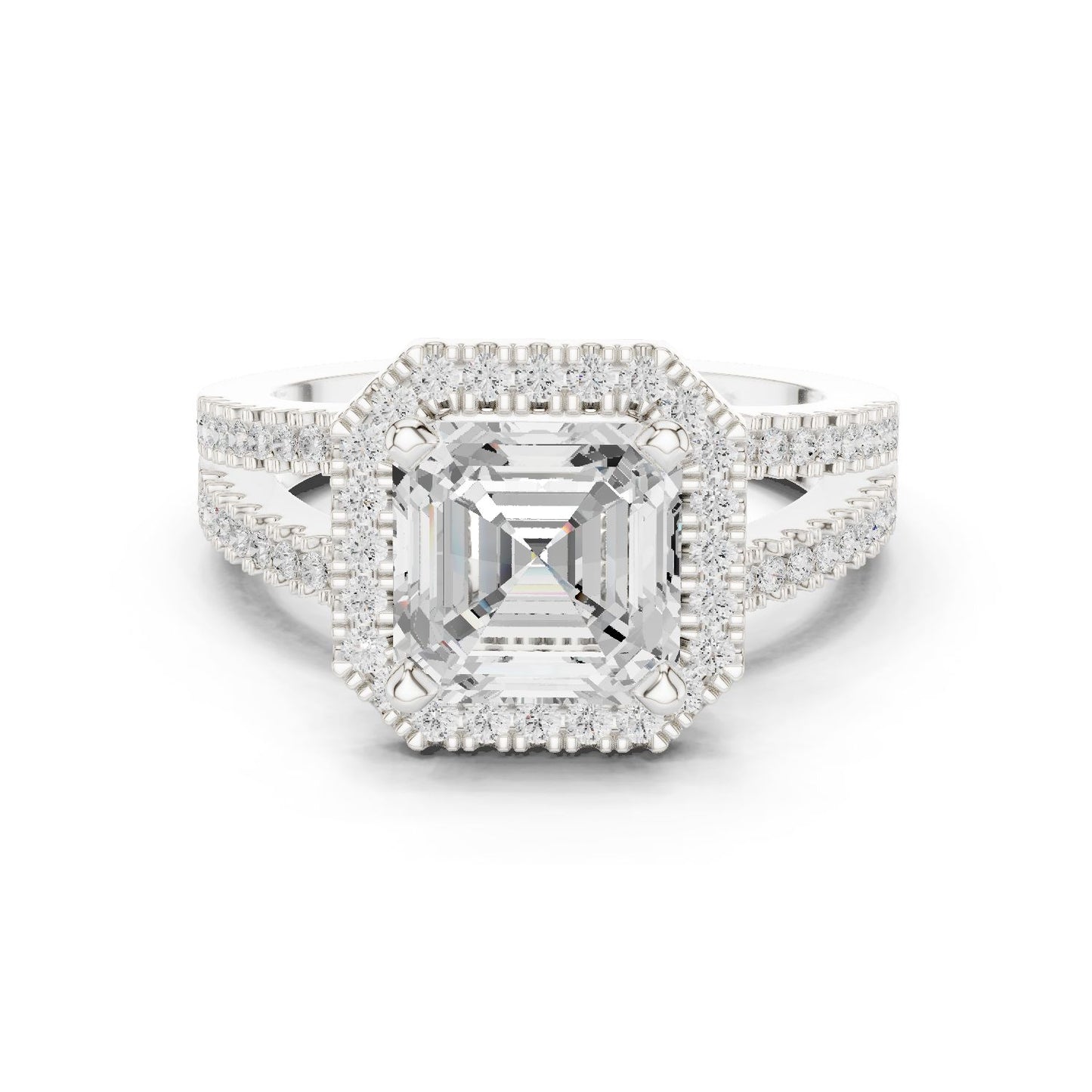 Emerald Lab Grown Diamond Halo Engagement Ring