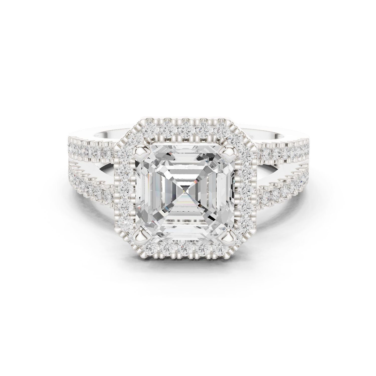 Emerald Lab Grown Diamond Halo Engagement Ring