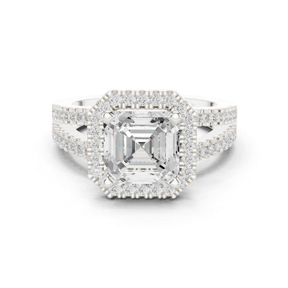 Emerald Lab Grown Diamond Halo Engagement Ring