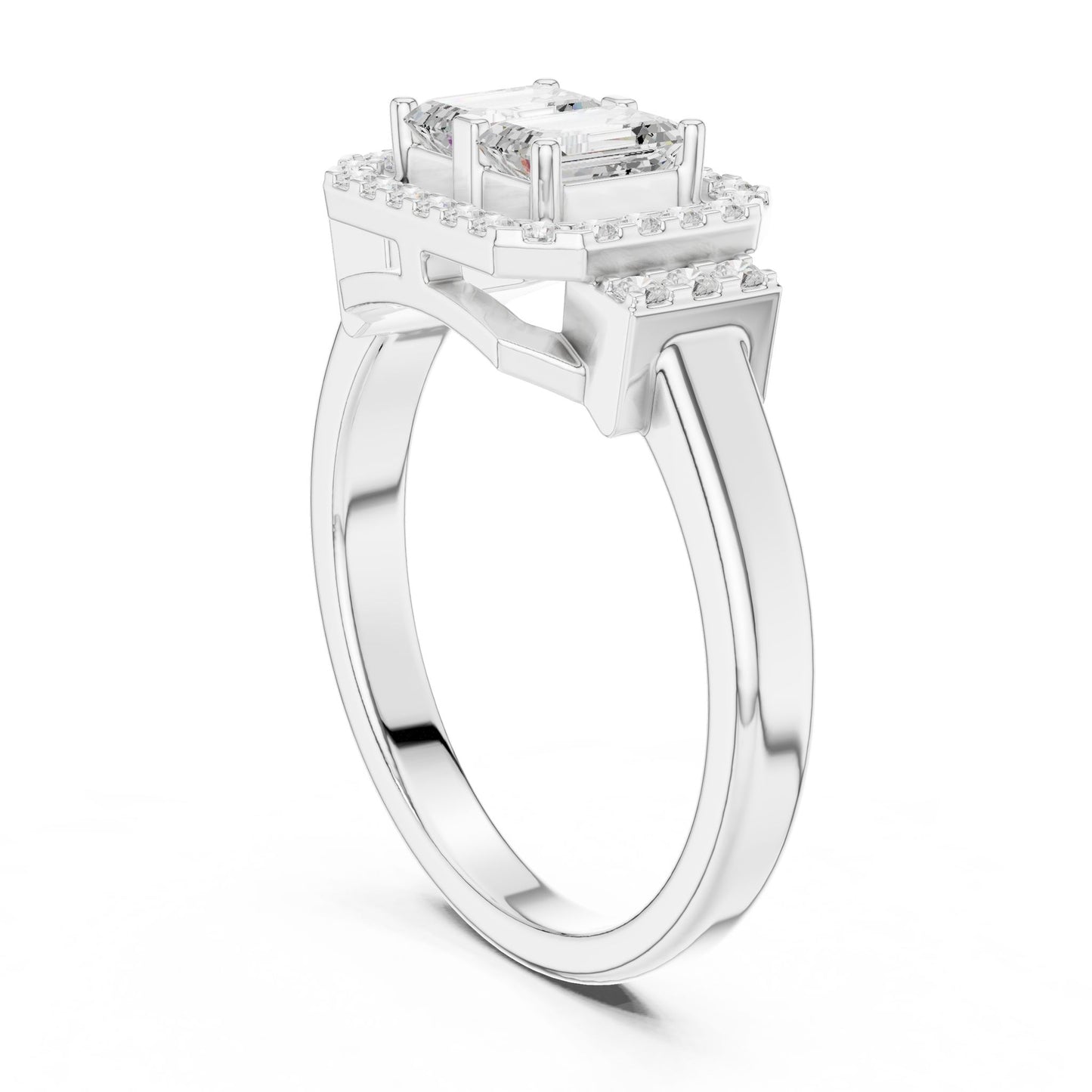 Emerald Lab Grown Diamond Halo Engagement Ring