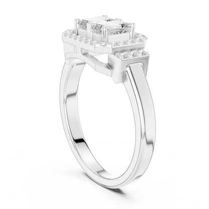 Emerald Lab Grown Diamond Halo Engagement Ring