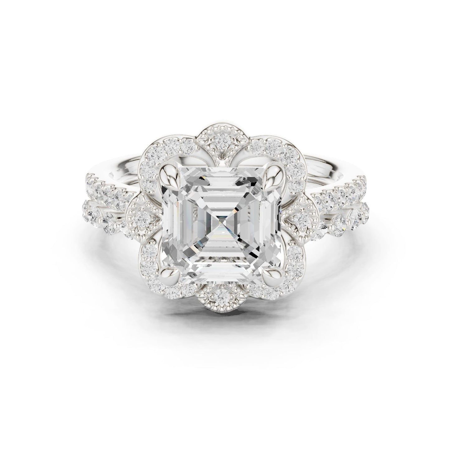 Emerald Lab Grown Diamond Halo Engagement Ring
