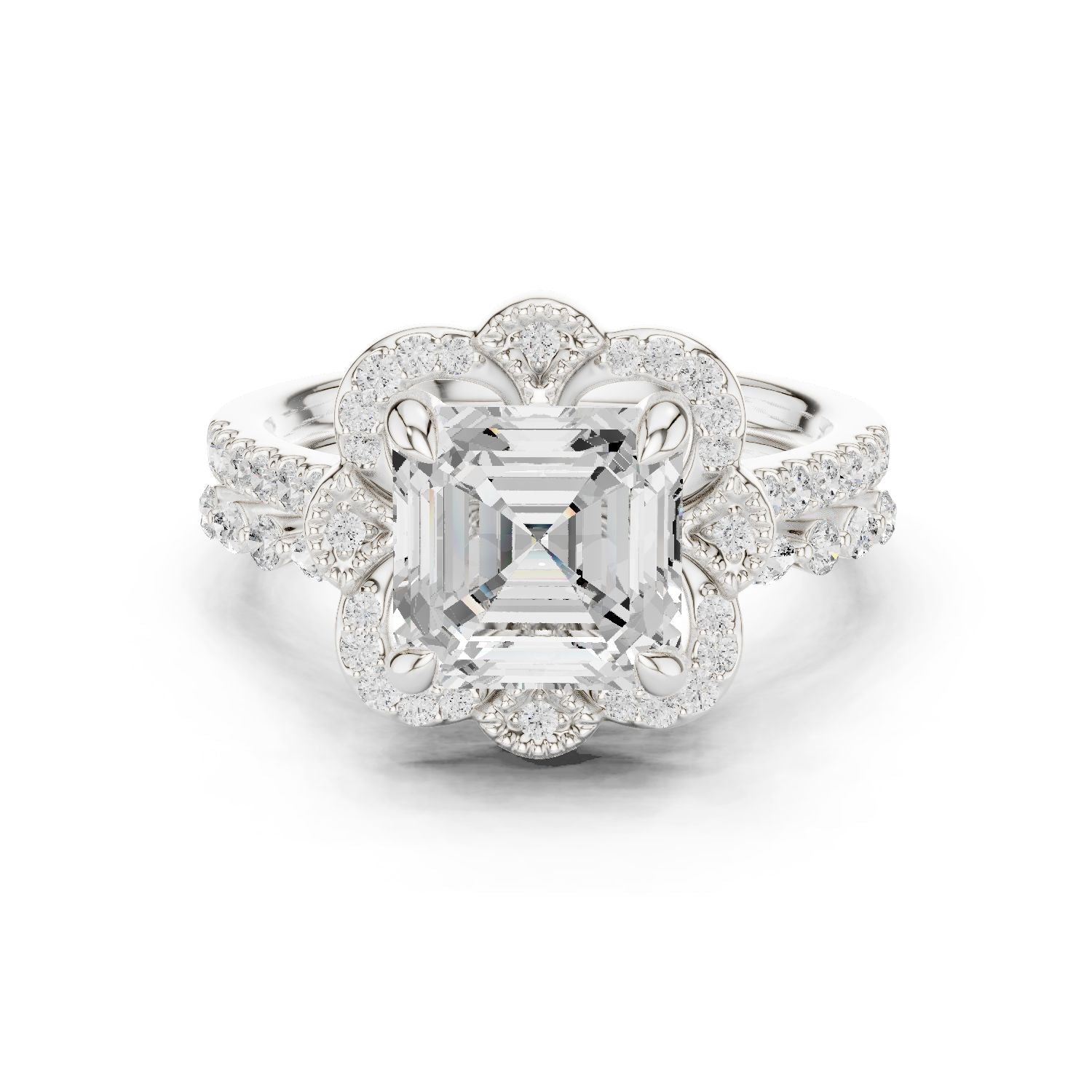 Emerald Lab Grown Diamond Halo Engagement Ring