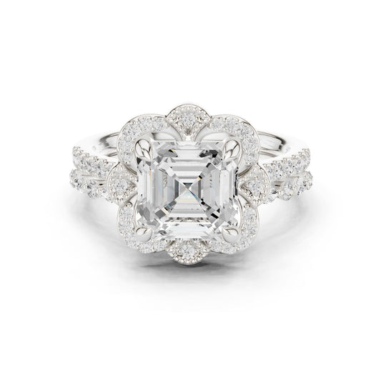 Emerald Lab Grown Diamond Halo Engagement Ring