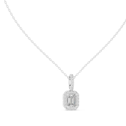 Emerald Lab Grown Diamond Halo Pendant