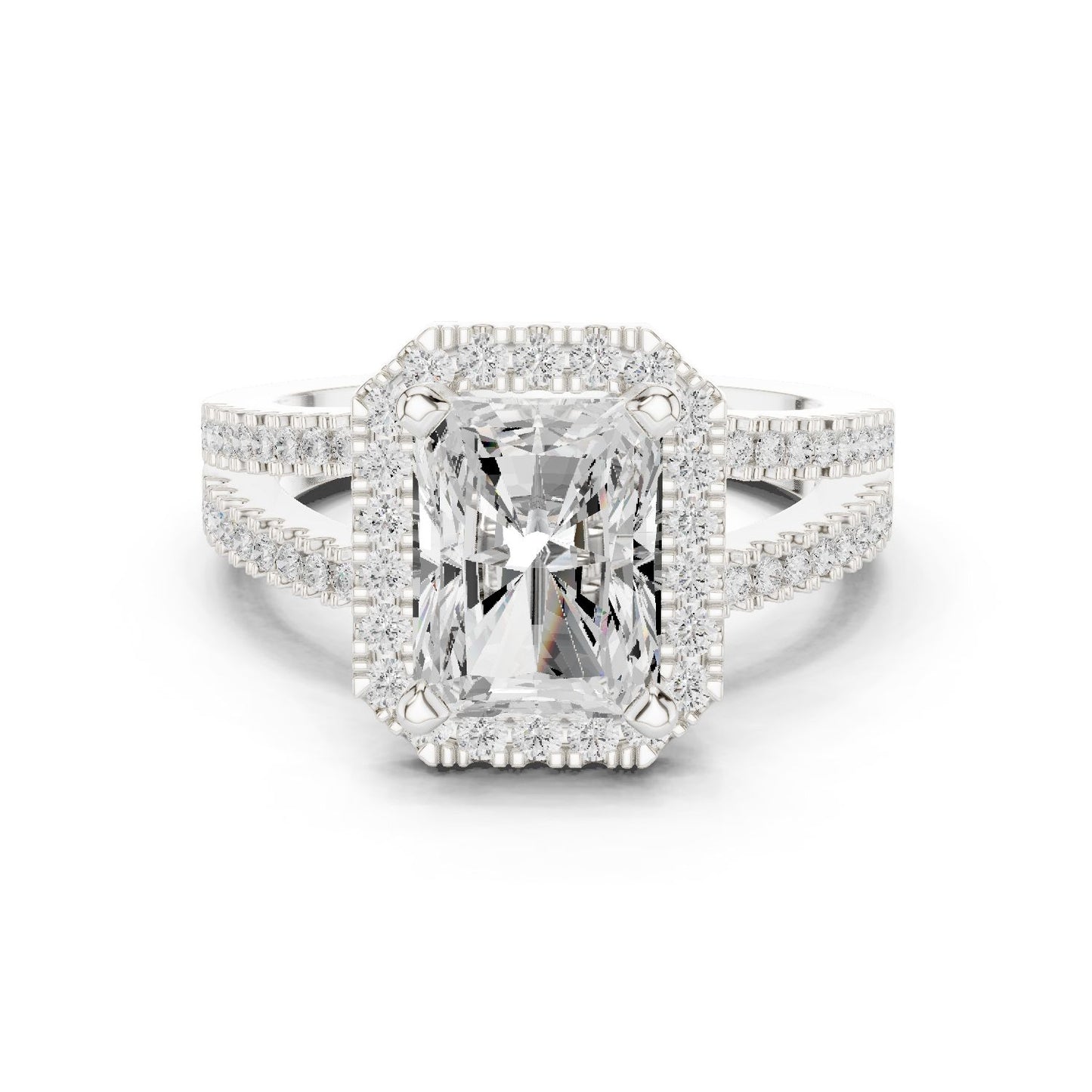 Emerald Lab Grown Diamond Halo Engagement Ring