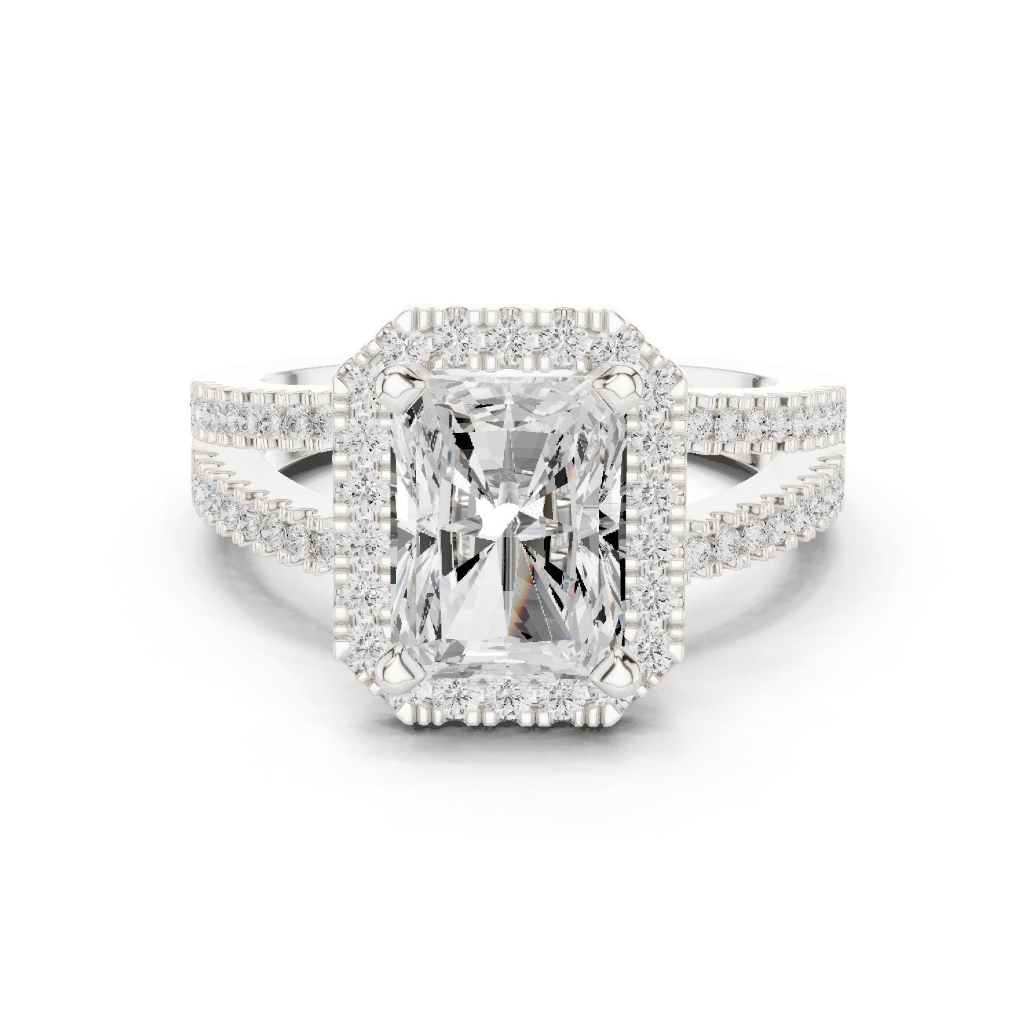 Emerald Lab Grown Diamond Halo Engagement Ring