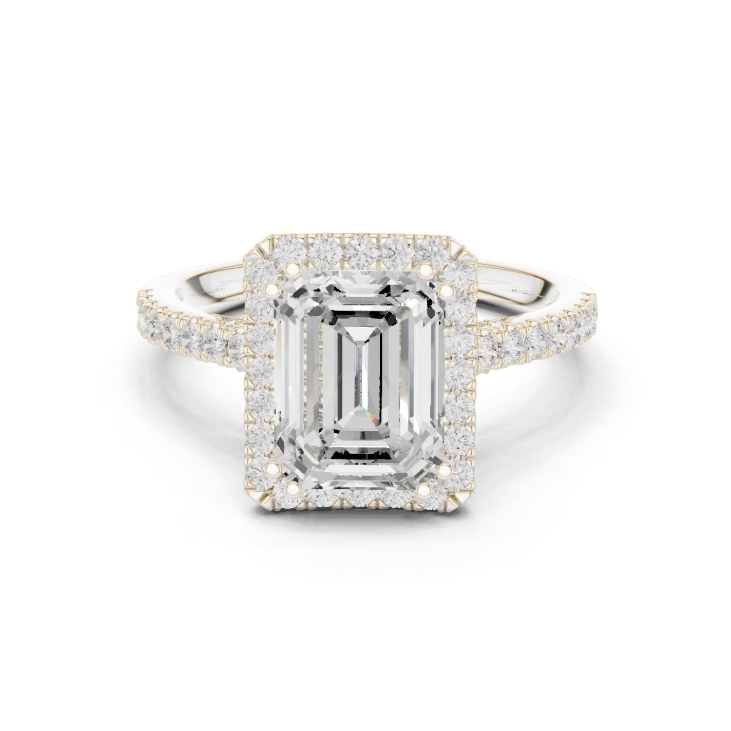 Emerald Lab Grown Diamond Halo Engagement Ring