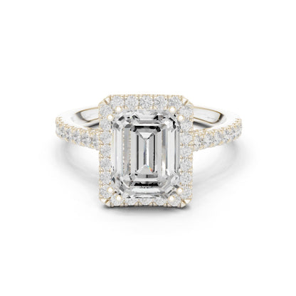 Emerald Lab Grown Diamond Halo Engagement Ring