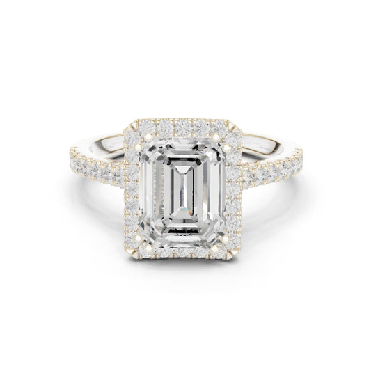 Emerald Lab Grown Diamond Halo Engagement Ring