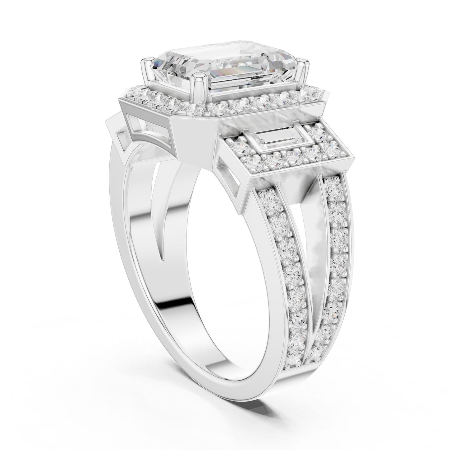 Emerald Lab Grown Diamond Halo Engagement Ring