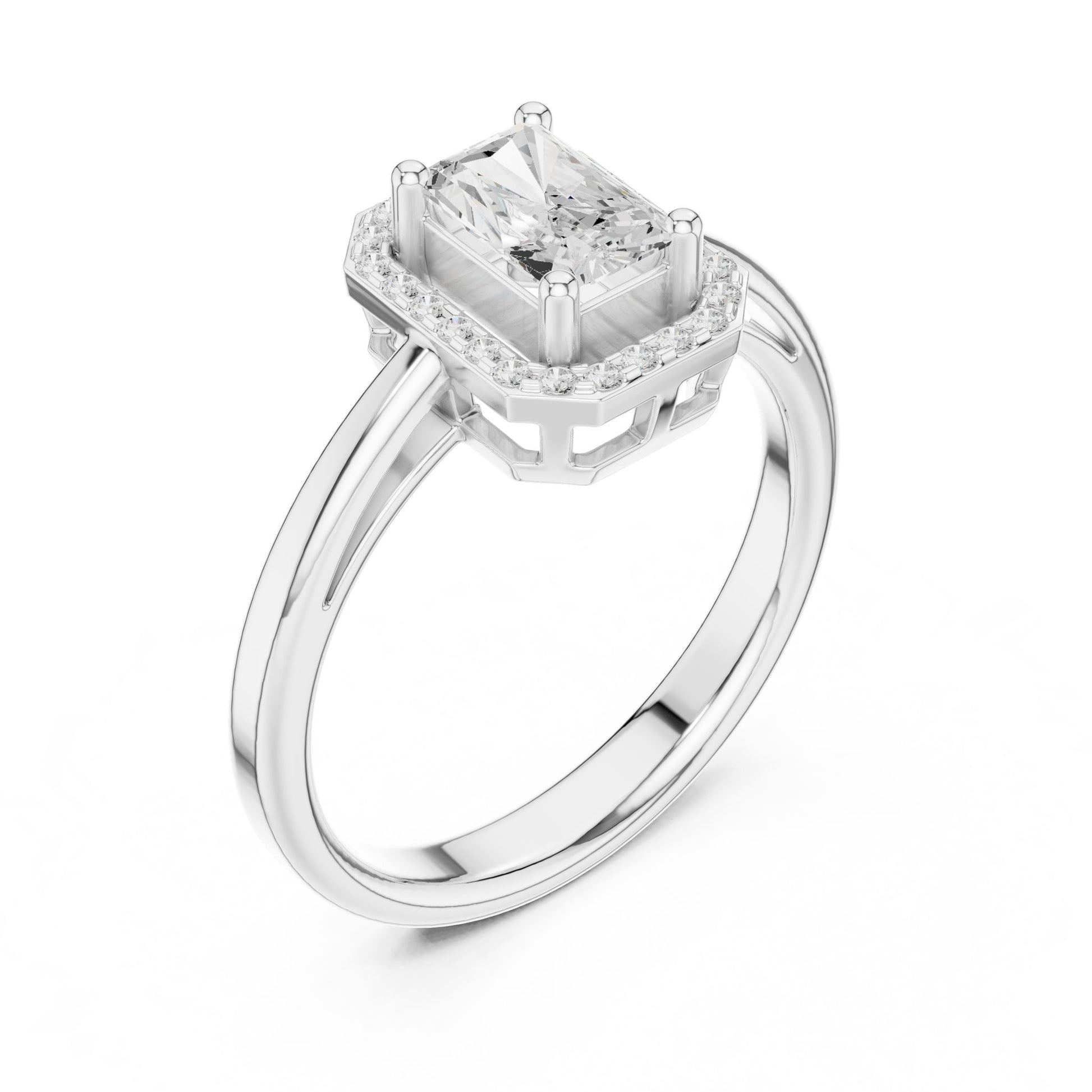 Emerald Lab Grown Diamond Halo Engagement Ring