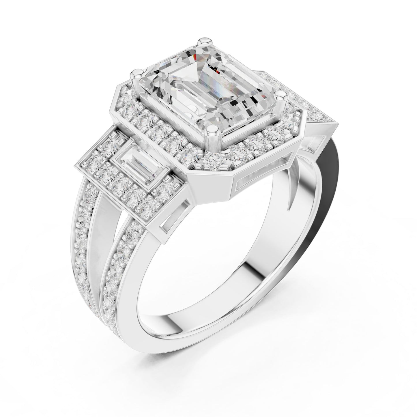 Emerald Lab Grown Diamond Halo Engagement Ring