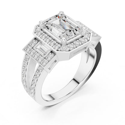 Emerald Lab Grown Diamond Halo Engagement Ring
