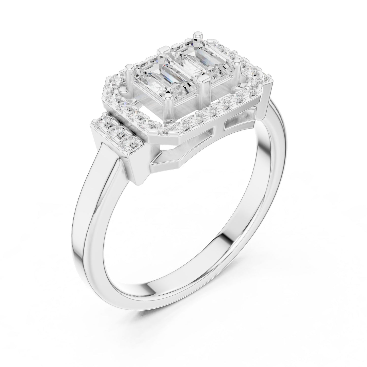 Emerald Lab Grown Diamond Halo Engagement Ring