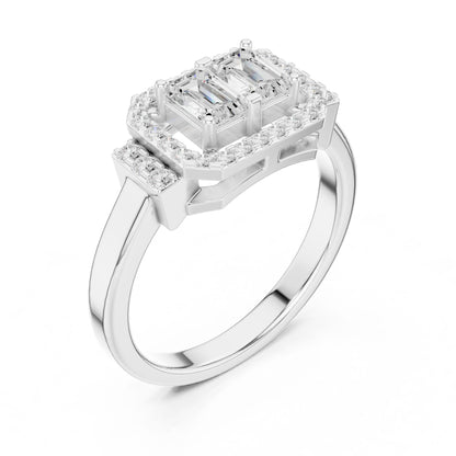 Emerald Lab Grown Diamond Halo Engagement Ring